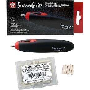 Sakura EE -3000 Sumogrip Electric Eraser ، Black & Sakura sumogrip EE -3000 إعادة ملء محو القمح الكهربائي - محايات الفينيل للممحاة الميكانيكية - 60 إعادة تعبئة ممحاة الفن الأبيض