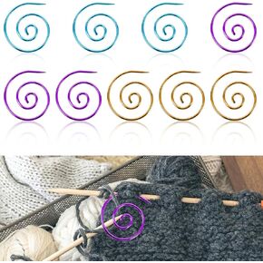jjunw 9pcs إبرة الحياكة الحلزونية ، إبر الحياكة الدائرية ، إبرة الكابل الحلزوني ، أداة الحياكة للخيوط المبتدئين في الحياكة ، دبوس شال إبرة الكابل للحياك