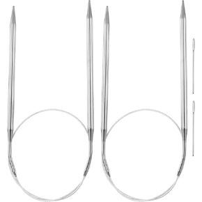 Harfington 2pcs إبر الحياكة الدائرية 31.5 "الفولاذ المقاوم للصدأ الولايات المتحدة 3/3.0 مم إبر الحياكة