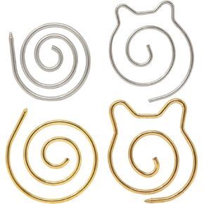 yueton 4Pack Spiral Cable Knitting Needle Cat Ears Spiral Cable Needle Handmade Knitting Tool Stainless Steel Circular Knitting Needles Shawl Pin for Knitter Knitting Beginners
