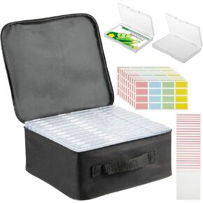 24 Slot Seed Storage Organizer Box مع حقيبة سحاب مزدوجة ، وحديقة بذور الأكياس المختومة و 160 PCS ملصقات ملصق
