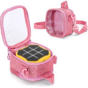 حالة سفر Lodrid متوافقة مع Giiker tic tac tac toe bolt handheld game game console ، حقيبة محمولة مع حزام مقبض وحزام للملحقات والوردي والأكياس فقط