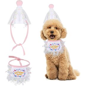 2 PCS Dog Birthday Party Supplies Pet Birthnity Bandana Hat Set Hitist Hat Hat Tres for Pet Puppy Cat Birthday Withit Dog Party Hat Cat Bandana Cat Princess Costum