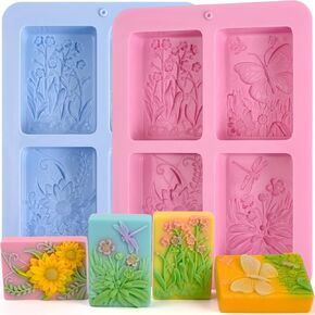 Moukiween Big Round Silicone Soap Molds, 3 Inch Cylinder Silicone Mold for Loofah Soap Making, Shower Steamer, Bath Bombs, Lotion Bars (Set of 2)