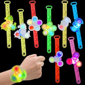 25Pack LED Light Up Fidget Spinner Bracelets ، Glow in the Dark Party Favors للأطفال 4-8-12 ، جوائز الكرنفال ، هدايا عودة عيد الميلاد ، غودي كيس.