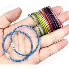 16 PCS حلقات سلسلة مفاتيح ، 2 مم مقاطع مفاتيح المفاتيح الفولاذ المقاوم للصدأ 2 مم ، خطافات مفاتيح كابل مفاتيح سلك (6 بوصات ، 8 ألوان)