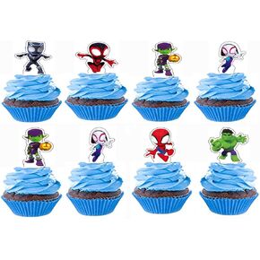 482pcs Spiderman Cupcake Toppers ، Spiderman Cake Toppers ، Diderman Cake Decorations ، Spiderman Birthday Party Supplies (Spiderman 48pcs)