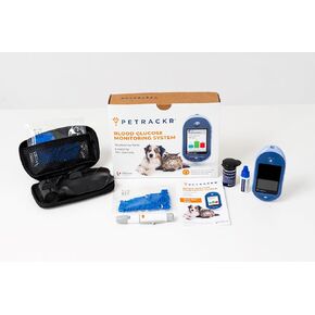 Petrackr® Pet Blood Glucose Pack -Pack - اختبار منزلي سهل للقطط والكلاب السكري ، مع تتبع التطبيقات وتبادل البيانات لاتخاذ قرارات رعاية أفضل مع الطبيب البيطري.