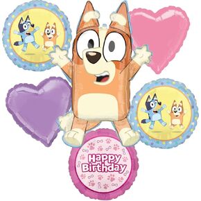 Bingo و Bluey Girl Birthdy Party Supplies Foil Balloon Bouquet Decorations 6pc
