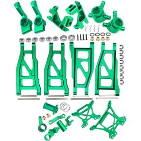 Upgrades Part for 1/10 Rustler 4x4 VXL/Rustler 4x4,Alloy Suspension Arm,Caster Block,Steering Blocks,Rear Stub Axle Carriers,Steering Bellcranks,Shock Tower,Green (More Durable Arm)