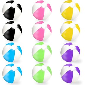 Whaline 12pcs Beach Beach Ball 16 بوصة جولة حمام سباحة PVC ألعاب لعبة لطيف لصيف هاواي توجيه الاستوائية ديكور حفلة شاطئ (أسود اللون الأزرق اللون الأرجواني الأرجواني)