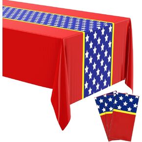 3 PCS Girl Hero TableCloth Girl Hero موضوع الطرف اللوازم الحزب الأحمر والأزرق القابل للتصرف يغطي الديكور عيد ميلاد 108 × 54 بوصة