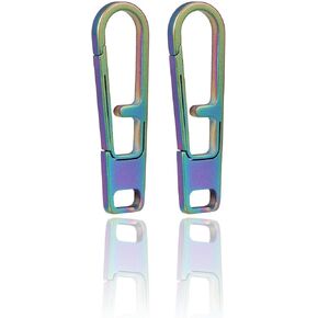Tikidesign Titanium Heavy Duty Zipper Pull Prescons (2pcs) لحقائب الظهر ، الأمتعة ، السترات - علامات تبويب متينة متعددة الألوان لإصلاح DIY ، FIT Universal