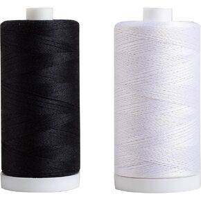 Connecting Threads 100% Cotton Thread Bundle 1200 Yard Spools Set of 2 - White & Black