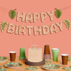 XO ، Fetti Safari Banner Happy Birthday Banner ، 5 أقدام. | غابة BDAY GARLAND ، ديكور حفلات الأطفال ، علامة حيوانات حديقة الحيوان ، خلفية التقطت في الغابات المطيرة