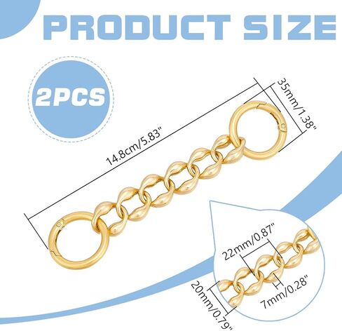 UNICRAFTALE 2Pcs 5.77" Purse Strap Extenders with Spring Clasps Bag Extender Chain Purse Extender Chain Purse Extender Replacement Accessory Bag Chain Straps for Purse Clutch Handbag Supplies in Saudi Arabia