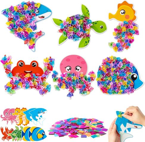 3sscha 12 Packs Winter Polar Animals Poking Craft Kit - Christmas Creative DIY Foam Poke Fabric Art Set for Kids Make Your Own Winter Card Party Decor Gift School Classroom Rewards Activity Supplies in Saudi Arabia