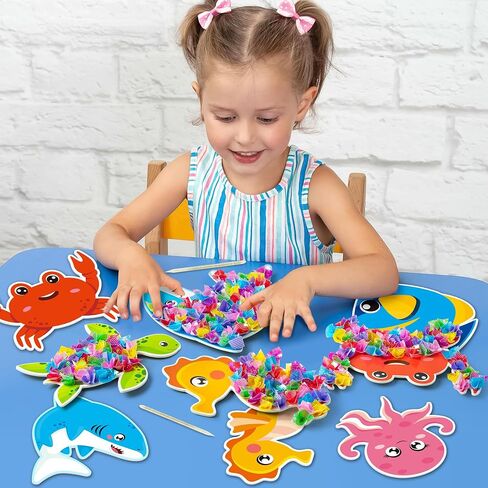 3sscha 12 Packs Winter Polar Animals Poking Craft Kit - Christmas Creative DIY Foam Poke Fabric Art Set for Kids Make Your Own Winter Card Party Decor Gift School Classroom Rewards Activity Supplies in Saudi Arabia