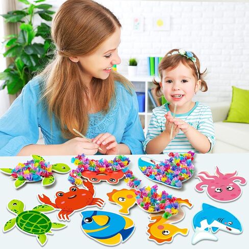 3sscha 12 Packs Winter Polar Animals Poking Craft Kit - Christmas Creative DIY Foam Poke Fabric Art Set for Kids Make Your Own Winter Card Party Decor Gift School Classroom Rewards Activity Supplies in Saudi Arabia