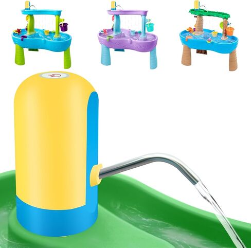 Powerful Water Table Pump, Battery Powered Water Pump for Water Table 3 Hours Non-Stop Fun Portable Summer Outdoor Sand/Water Table Toys Water Play Table Accessories for Toddlers Kids（Yellow） in Kuwait