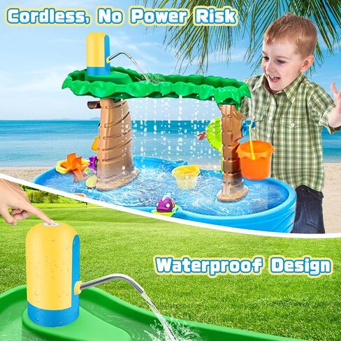 Powerful Water Table Pump, Battery Powered Water Pump for Water Table 3 Hours Non-Stop Fun Portable Summer Outdoor Sand/Water Table Toys Water Play Table Accessories for Toddlers Kids（Yellow） in Kuwait