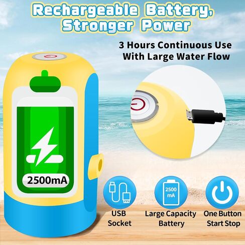 Powerful Water Table Pump, Battery Powered Water Pump for Water Table 3 Hours Non-Stop Fun Portable Summer Outdoor Sand/Water Table Toys Water Play Table Accessories for Toddlers Kids（Yellow） in Kuwait
