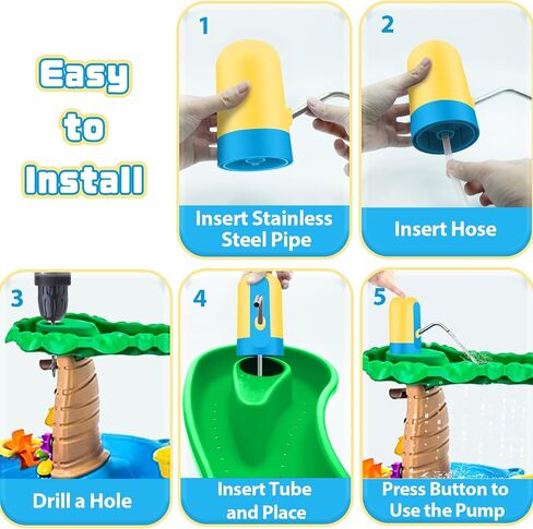 Powerful Water Table Pump, Battery Powered Water Pump for Water Table 3 Hours Non-Stop Fun Portable Summer Outdoor Sand/Water Table Toys Water Play Table Accessories for Toddlers Kids（Yellow） in Kuwait
