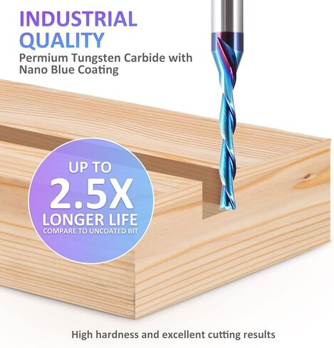 HQMaster Extra Long Ball Nose CNC Router Bit 1/4 inch Shank Solid Carbide CNC Router Bit with Nano Blue Coating End Mill for Wood Cut, Carving (1/4" x 1/4" x 1-1/8" x 3" Up Cut) in Kuwait