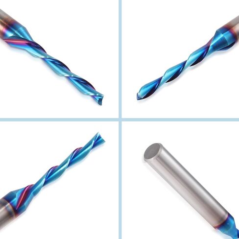 HQMaster Extra Long Ball Nose CNC Router Bit 1/4 inch Shank Solid Carbide CNC Router Bit with Nano Blue Coating End Mill for Wood Cut, Carving (1/4" x 1/4" x 1-1/8" x 3" Up Cut) in Kuwait