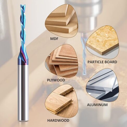 HQMaster Extra Long Ball Nose CNC Router Bit 1/4 inch Shank Solid Carbide CNC Router Bit with Nano Blue Coating End Mill for Wood Cut, Carving (1/4" x 1/4" x 1-1/8" x 3" Up Cut) in Kuwait