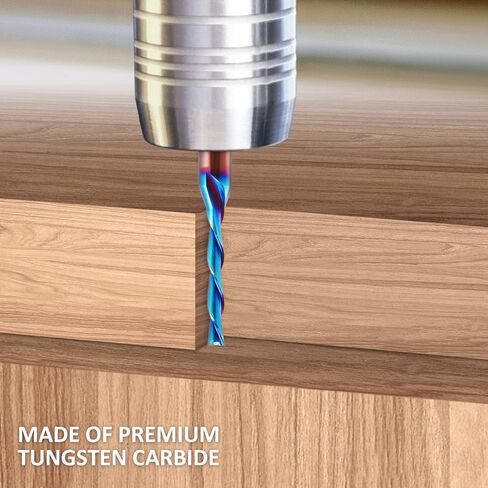 HQMaster Extra Long Ball Nose CNC Router Bit 1/4 inch Shank Solid Carbide CNC Router Bit with Nano Blue Coating End Mill for Wood Cut, Carving (1/4" x 1/4" x 1-1/8" x 3" Up Cut) in Kuwait