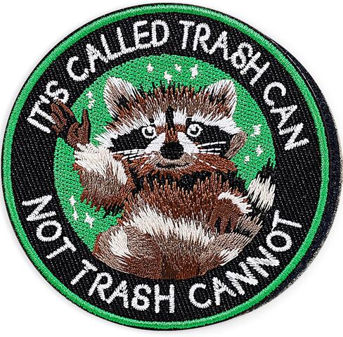 Funny “It’s Called Trash Can, Not Trash Cannot" Meme 3-Inch Embroidered Raccoon Morale Patch - Hook & Loop Patch for Backpacks, Patch Wall, Hats, Dog Vests, Jackets, Lunch Bags - 1 Pc in Kuwait