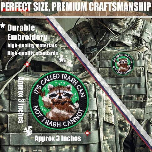 Funny “It’s Called Trash Can, Not Trash Cannot" Meme 3-Inch Embroidered Raccoon Morale Patch - Hook & Loop Patch for Backpacks, Patch Wall, Hats, Dog Vests, Jackets, Lunch Bags - 1 Pc in Kuwait