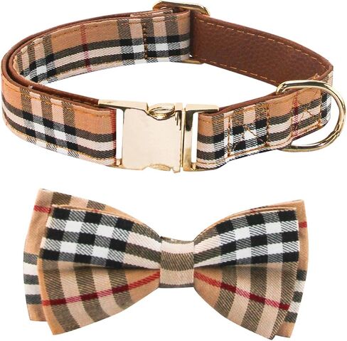 Yizepet Dog Collar with Bow Tie- Adjustable pet Collar for Dogs with Metal snap Fastener Collar, Stylish Pattern for Small Medium or Large Boy and Girl Dog and Cat in Kuwait