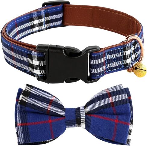Yizepet Dog Collar with Bow Tie- Adjustable pet Collar for Dogs with Metal snap Fastener Collar, Stylish Pattern for Small Medium or Large Boy and Girl Dog and Cat in Kuwait