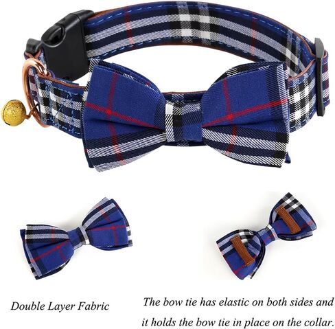 Yizepet Dog Collar with Bow Tie- Adjustable pet Collar for Dogs with Metal snap Fastener Collar, Stylish Pattern for Small Medium or Large Boy and Girl Dog and Cat in Kuwait