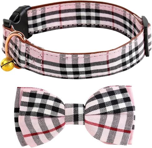 Yizepet Dog Collar with Bow Tie- Adjustable pet Collar for Dogs with Metal snap Fastener Collar, Stylish Pattern for Small Medium or Large Boy and Girl Dog and Cat in Kuwait