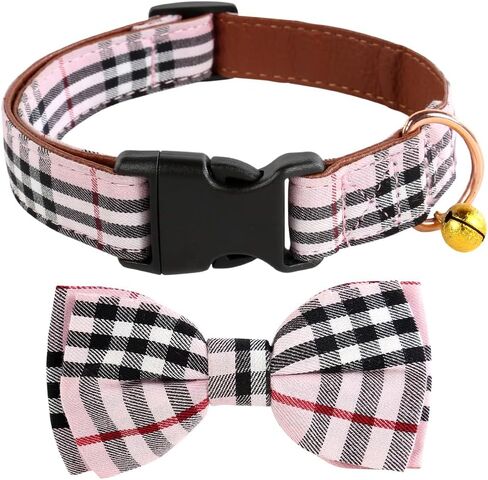 Yizepet Dog Collar with Bow Tie- Adjustable pet Collar for Dogs with Metal snap Fastener Collar, Stylish Pattern for Small Medium or Large Boy and Girl Dog and Cat in Kuwait