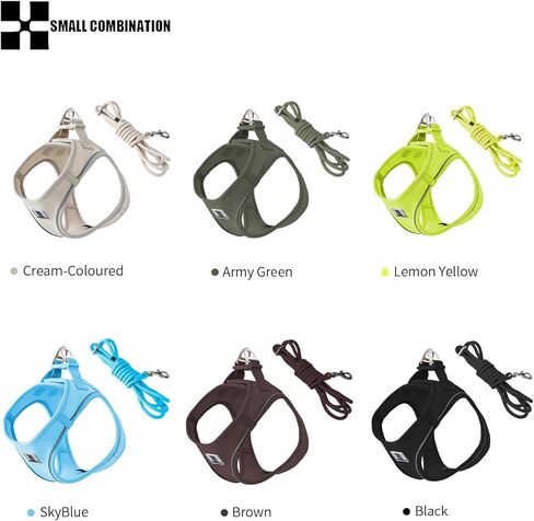 Adjustable Dog Harness with Leash, Reflective Mesh, No-Pull Design，Matching Lead Rope (Brown, S) in Kuwait