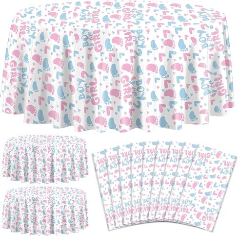 4Pcs Gender Reveal Tablecloth - Boy or Girl Table Decorations Rectangular Pink and Blue Table Cover for Baby Shower Decorations, Gender Reveal Boy or Girl Party Supplies, 51 x 86.6 Inch in Saudi Arabia