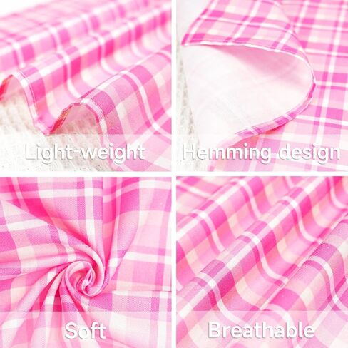 Tunkoo Dog Bandana Super Cute Pink Plaid Cotton Dog Scarf - Durable and Stylish Adjustable for Girl Small and Large Square Puppy Kerchief, S in Kuwait