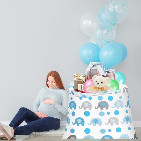 Zonon 3 PCS 56 '' BARD Extra Baby Shower Bag Bag Elephant Hights Exclude Plastic Gift Valcs jumbo storage for Birthday Party Favors Wrap (Blue) in Kuwait