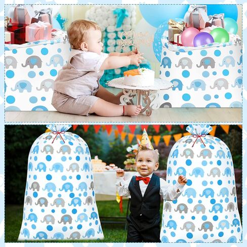 Zonon 3 PCS 56 '' BARD Extra Baby Shower Bag Bag Elephant Hights Exclude Plastic Gift Valcs jumbo storage for Birthday Party Favors Wrap (Blue) in Kuwait