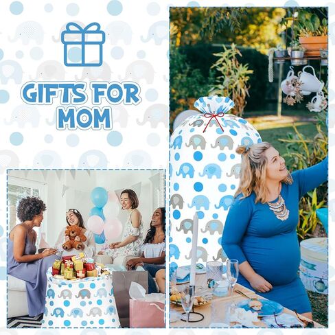 Zonon 3 PCS 56 '' BARD Extra Baby Shower Bag Bag Elephant Hights Exclude Plastic Gift Valcs jumbo storage for Birthday Party Favors Wrap (Blue) in Kuwait