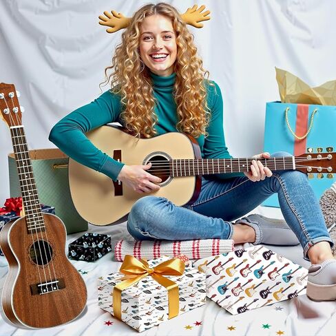 Guitar Wrapping Paper 12 Sheets Music Wrapping Paper Musical Gift Wrap Guitar Musical Notes Rock Design Gift Packing Paper Folded Flat for Birthday,Party 20"×28" in Saudi Arabia