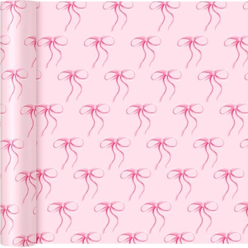 Whaline Blue Bow Wrapping Paper -Mini Roll- 17in x 38Ft Bow-knot Gift Wrap Paper for Wedding Bridal Baby Shower Birthday Party Wrapping Supplies in Saudi Arabia