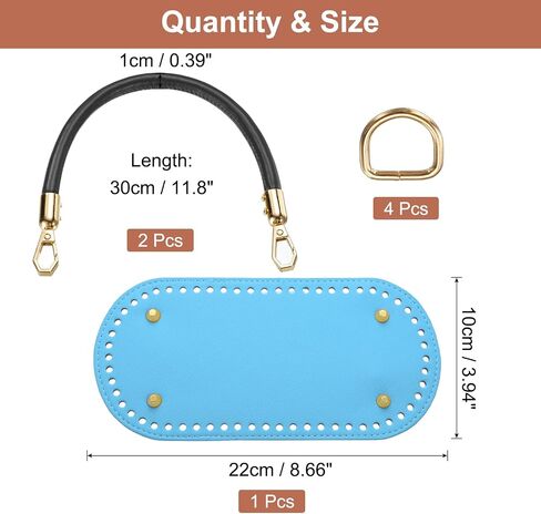 uxcell Crochet Bag Making Kit, 8.7 x 4 Inch Oval PU Leather Bag Bottom with 2Pcs 11.8" Bag Handles and 4Pcs Buckles for DIY Crochet Bag Shoulder Bag Purse Making, Brown in Saudi Arabia
