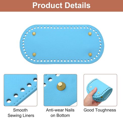 uxcell Crochet Bag Making Kit, 8.7 x 4 Inch Oval PU Leather Bag Bottom with 2Pcs 11.8" Bag Handles and 4Pcs Buckles for DIY Crochet Bag Shoulder Bag Purse Making, Brown in Saudi Arabia