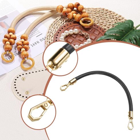 uxcell Crochet Bag Making Kit, 8.7 x 4 Inch Oval PU Leather Bag Bottom with 2Pcs 11.8" Bag Handles and 4Pcs Buckles for DIY Crochet Bag Shoulder Bag Purse Making, Brown in Saudi Arabia