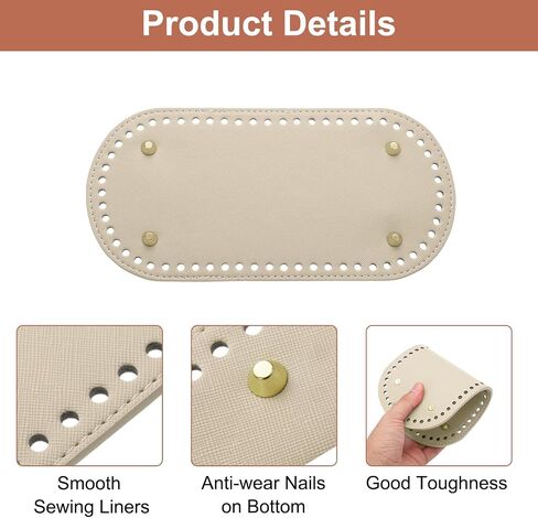 uxcell Crochet Bag Making Kit, 8.7 x 4 Inch Oval PU Leather Bag Bottom with 2Pcs 11.8" Bag Handles and 4Pcs Buckles for DIY Crochet Bag Shoulder Bag Purse Making, Brown in Saudi Arabia